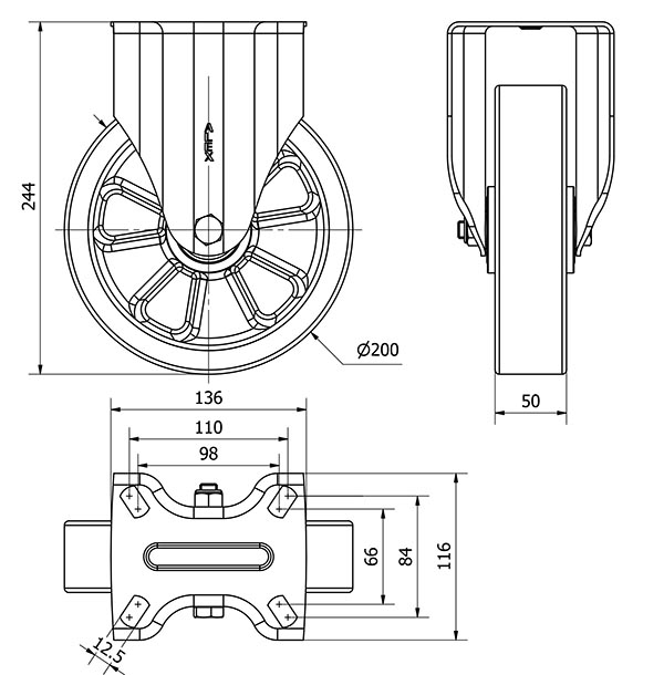 R.FIJA 4mm 17ZVR200-AUB ALUMINIO-POLIUR.NARANJA EJE BOLAS