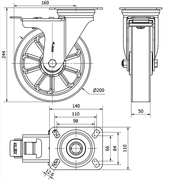 R.GIR.PLACA FRENO 4mm 10ZVRFD200-AUB ALUMINIO-POLIUR.NARANJA BOLAS