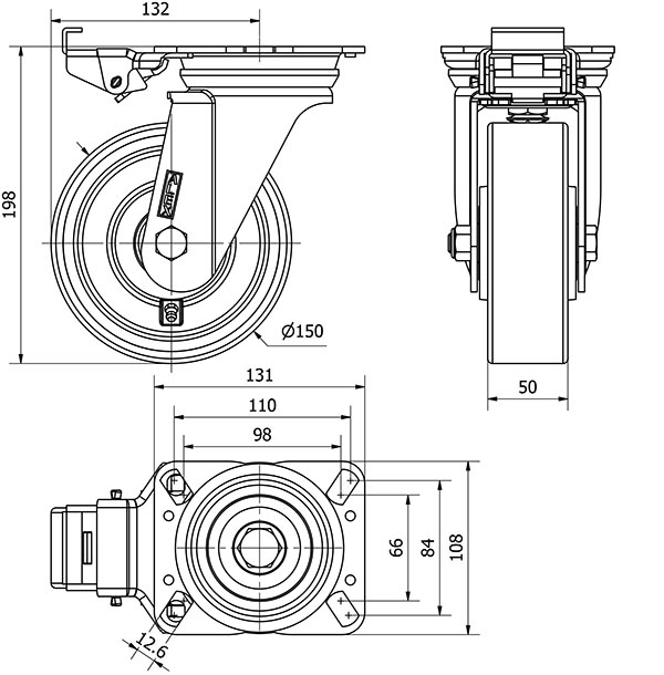 R.GIR.PLACA MEC.DIR.4mm 10ZVRMD150-HUB HIERRO-POLIUR.NARANJA BOLAS