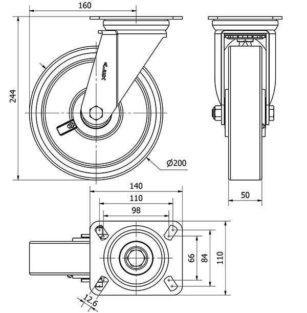 R.GIR.PLACA 4mm 10ZVR200-HUB HIERRO-POLIUR.NARANJA EJE BOLAS