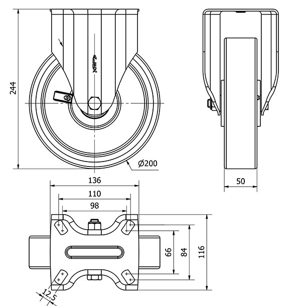 R.FIJA 4mm 17ZVR200-HUB HIERRO-POLIUR.NARANJA EJE BOLAS