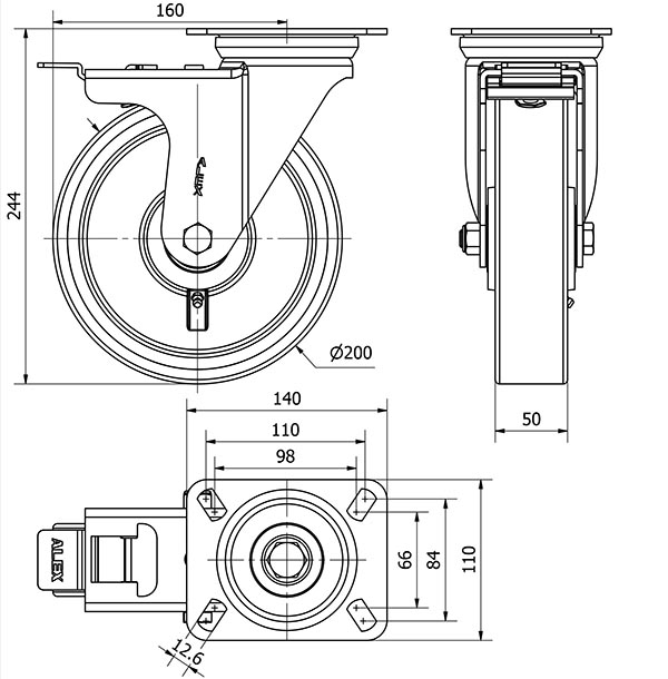 R.GIR.PLACA FRENO 4mm 10ZVRFD200-HUB HIERRO-POLIUR.NARANJA EJE BOLAS