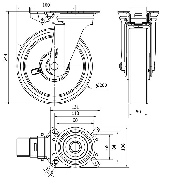R.GIR.PLACA MEC.DIR.4mm 10ZVRMD200-HUB HIERRO-POLIUR.NARANJA BOLAS