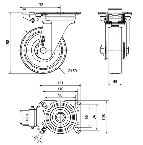 R.GIR.PLACA MEC.DIR.4mm 10ZVRMD150-FT NYLON BLANCO EXTRAFUERTE LISO