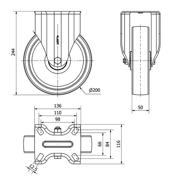 R.FIJA 4mm 17ZVR200-FT NYLON BLANCO EXTRAFUERTE EJE LISO
