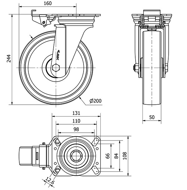 R.GIR.PLACA MEC.DIR.4mm 10ZVRMD200-FT NYLON BLANCO EXTRAFUERTE LISO