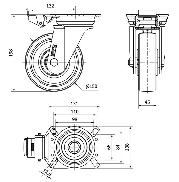 R.GIR.PLACA MEC.DIR.4mm 10ZVRMD150-FTB NYLON BLANCO EXTRAFUERTE BOL.