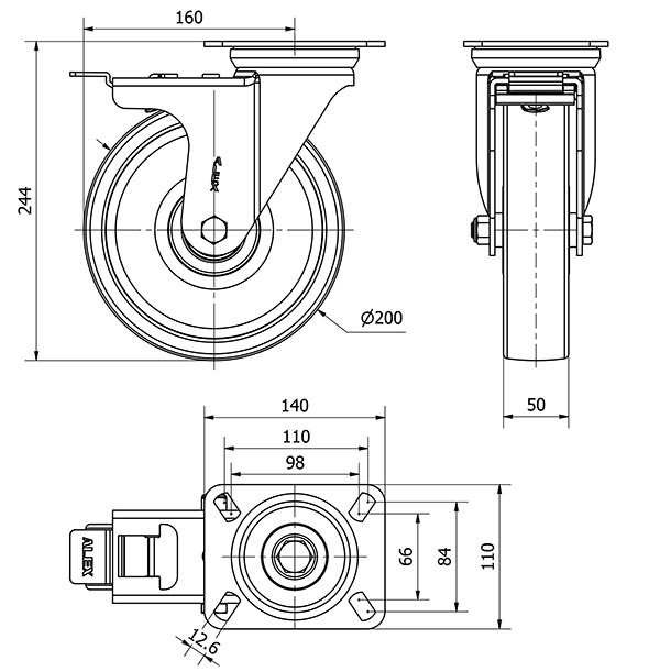 R.GIR.PLACA FRENO 4mm 10ZVRFD200-FTB NYLON BLANCO EXTRAFUERTE BOLAS
