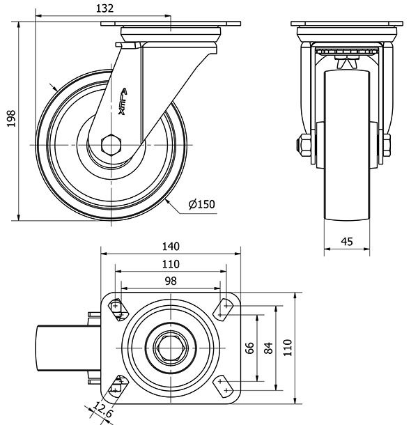 R.GIR.PLACA 4mm 10ZVR150-CI HIERRO FUNDIDO EJE LISO