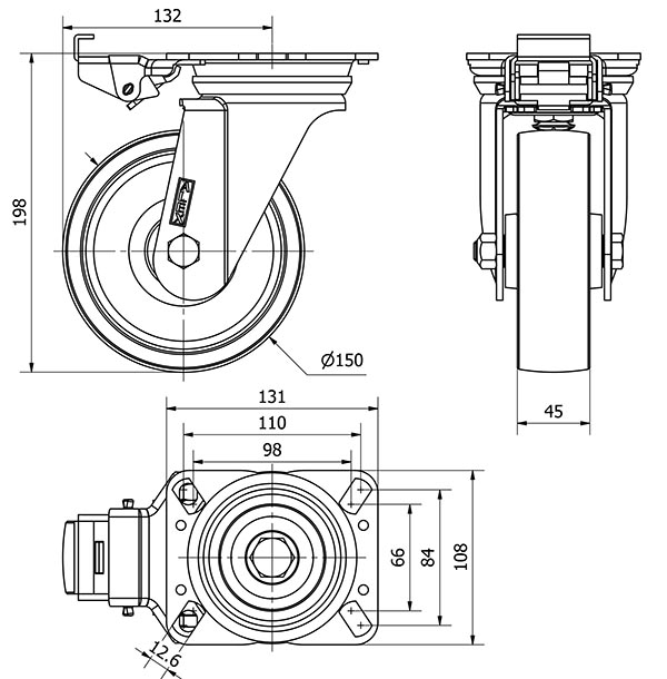 R.GIR.PLACA MEC.DIR.4mm 10ZVRMD150-CI HIERRO FUNDIDO EJE LISO