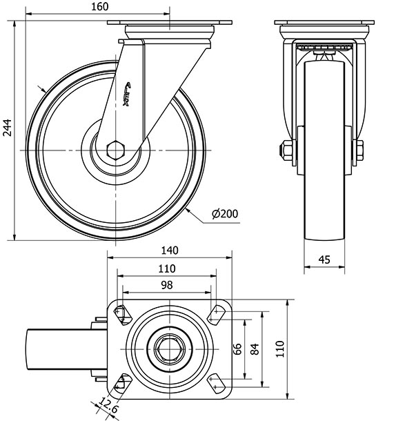R.GIR.PLACA 4mm 10ZVR200-CI HIERRO FUNDIDO EJE LISO