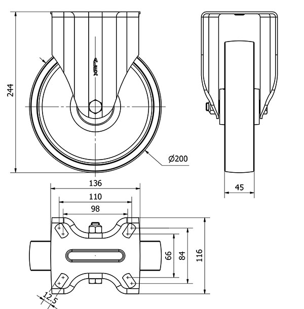 R.FIJA 4mm 17ZVR200-CI HIERRO FUNDIDO EJE LISO