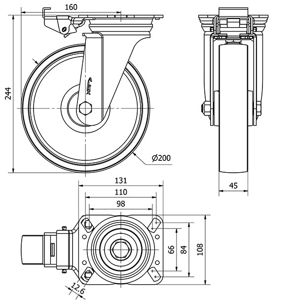 R.GIR.PLACA MEC.DIR.4mm 10ZVRMD200-CI HIERRO FUNDIDO EJE LISO