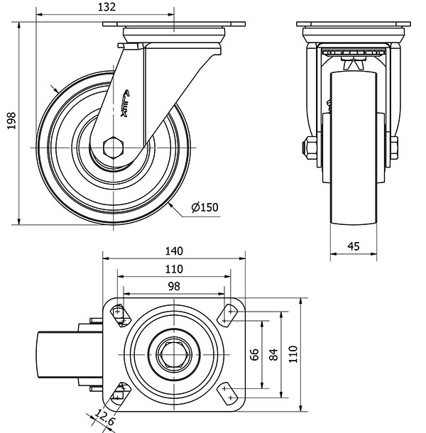 R.GIR.PLACA 4mm 10ZVR150-CIB HIERRO FUNDIDO EJE BOLAS