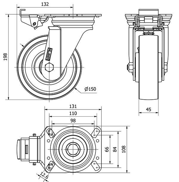 R.GIR.PLACA MEC.DIR.4mm 10ZVRMD150-CIB HIERRO FUNDIDO EJE BOLAS