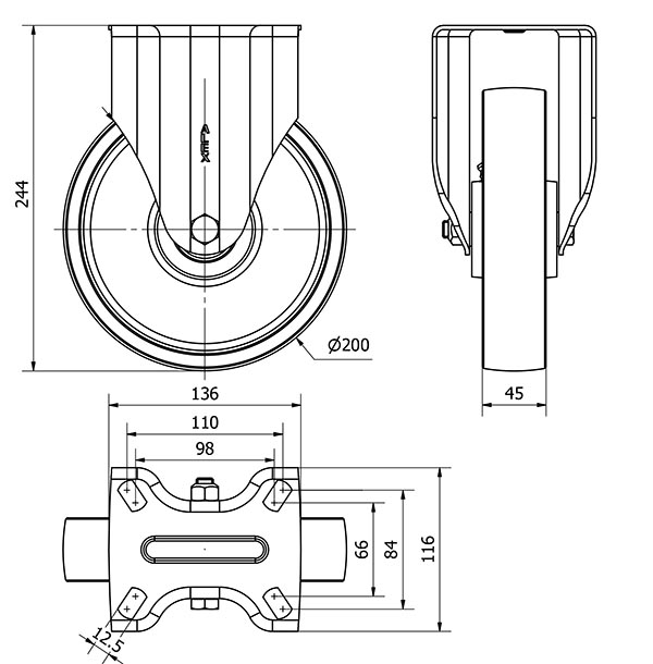 R.FIJA 4mm 17ZVR200-CIB HIERRO FUNDIDO EJE BOLAS