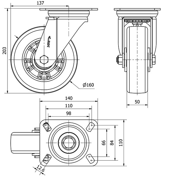 R.GIR.PLACA 4mm 10ZVR160-AUGB ALUMINIO-POLIUR.VERDE EJE BOLAS