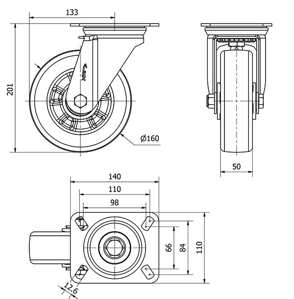 R.GIR.PLACA 10ZV160-AUGB ALUMINIO-POLIUR.VERDE EJE BOLAS