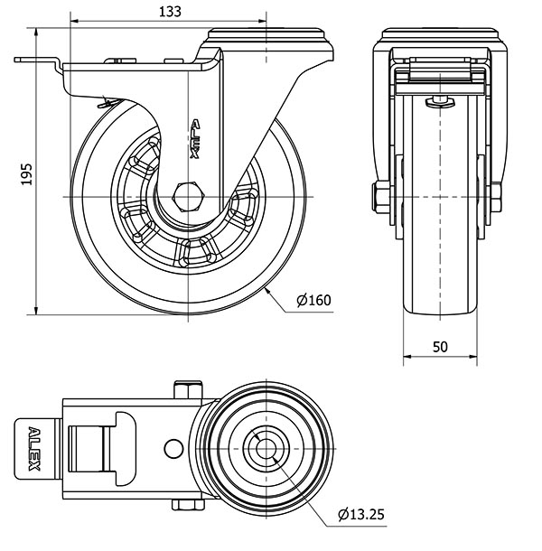R.GIR.AGUJERO M12 FRENO 20ZVFD160-AUGB ALUMINIO-POLIUR.VERDE BOLAS