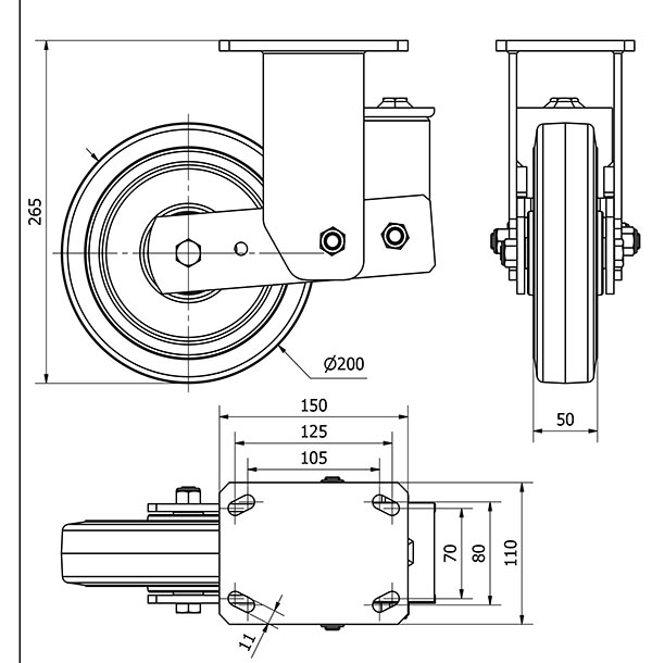 R.FIJA 17HLSB200-HGB SUSPENSION HIERRO-GOMA NEGRA NATURAL EJE BOLAS
