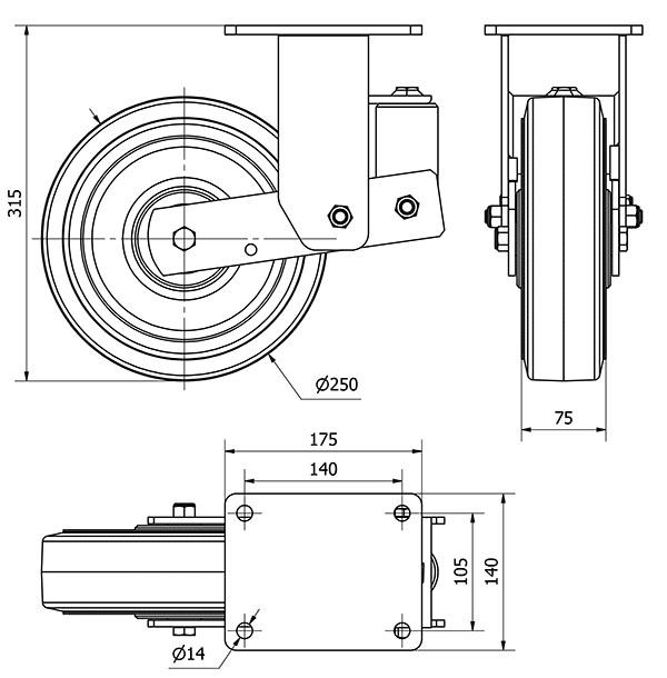 R.FIJA (ANCHA) 17HLSBA250-HGB SUSPENSION GOMA NEGRA NATURAL BOLAS