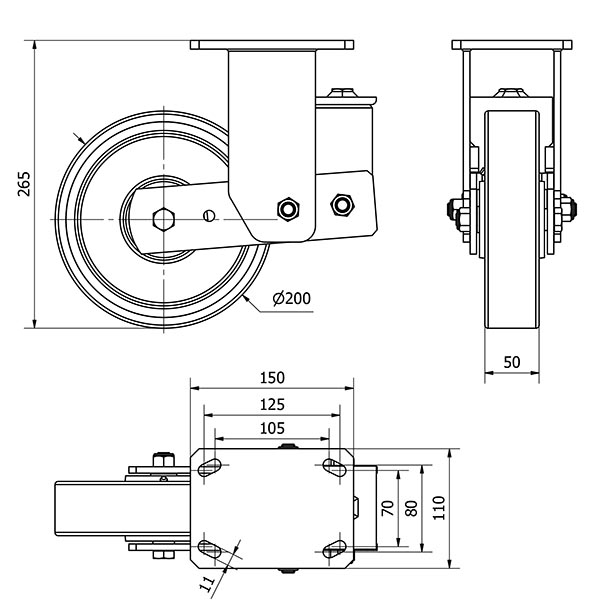 R.FIJA 17HLSB200-HUB SUSPENSION HIERRO-POLIUR.NARANJA EJE BOLAS