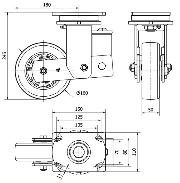 R.GIR.PLACA 10HLSB160-AUGB SUSPENSION ALUMINIO-POLIUR.VERDE BOLAS