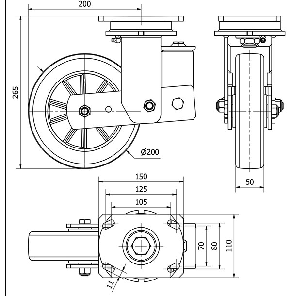 R.GIR.PLACA 10HLSB200-AUGB SUSPENSION ALUMINIO-POLIUR.VERDE BOLAS