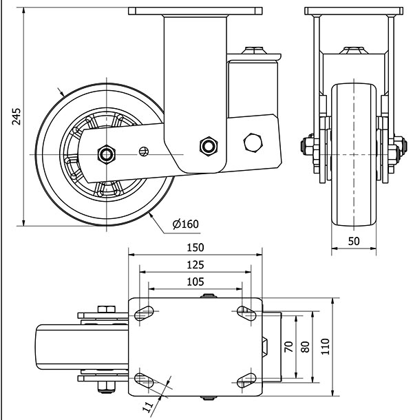 R.FIJA 17HLSB160-AUGB SUSPENSION ALUMINIO-POLIUR.VERDE EJE BOLAS