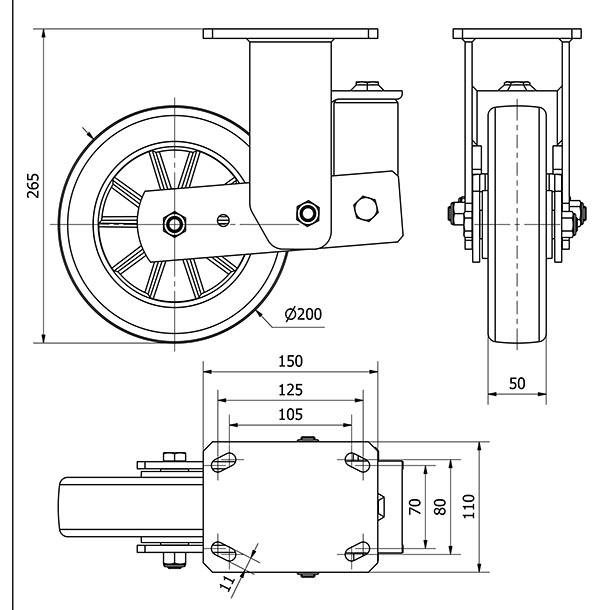R.FIJA 17HLSB200-AUGB SUSPENSION ALUMINIO-POLIUR.VERDE EJE BOLAS