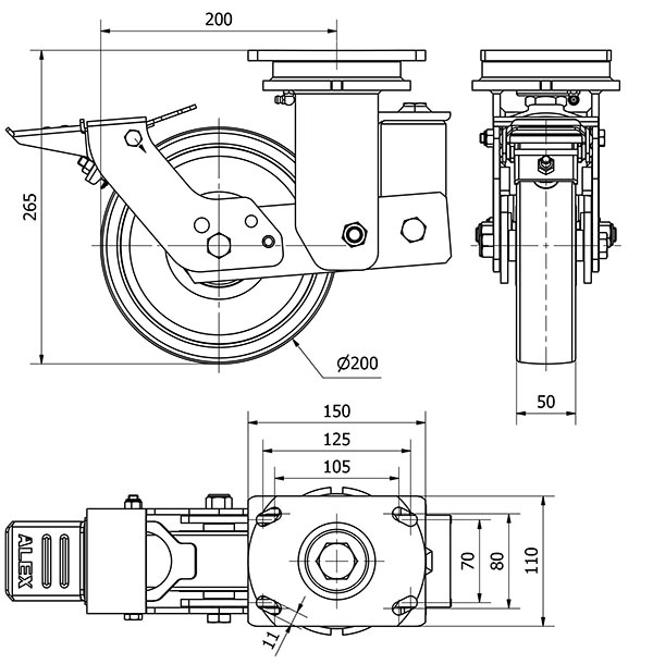 R.GIR.PLACA FR.10HLSBFN200-FTB SUSPENSION NYLON BLANCO EXTRAF.BOLAS