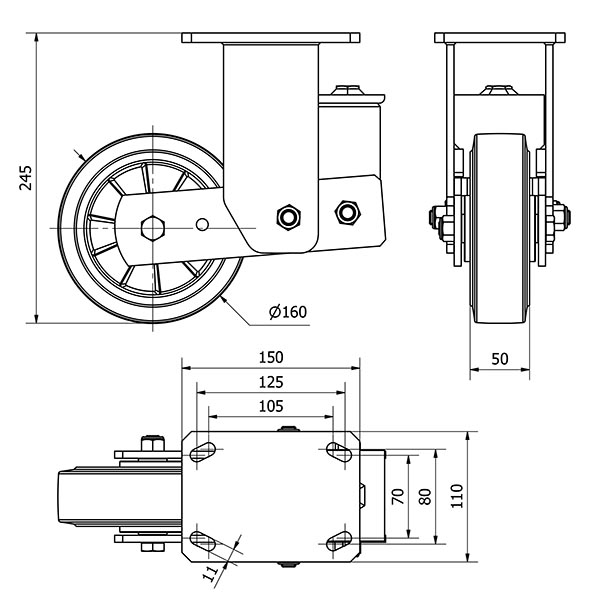 R.FIJA 17HLSB160-DEB SUSPENSION GOMA NEGRA ELASTICA EJE BOLAS