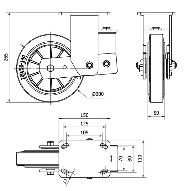 R.FIJA 17HLSB200-DEB SUSPENSION GOMA NEGRA ELASTICA EJE BOLAS