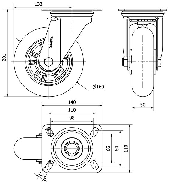 R.GIR.PLACA 10ZV160-AUAB ALUMINIO-POLIUR.NARANJA EJE BOLAS BALONA