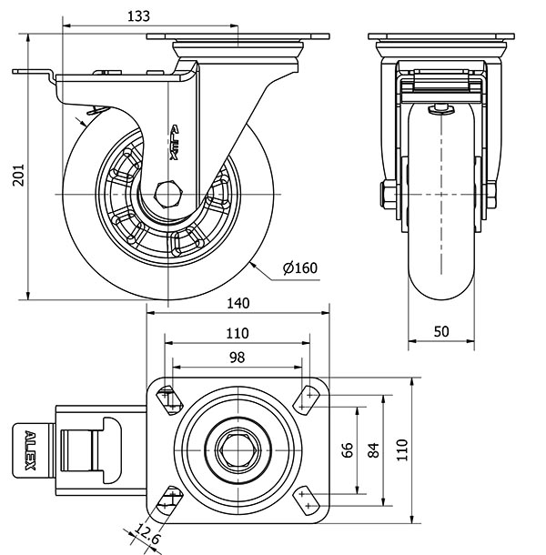 R.GIR.PLACA FR.10ZVFD160-AUAB ALUMINIO-POLIUR.NARANJA BOLAS BALONA