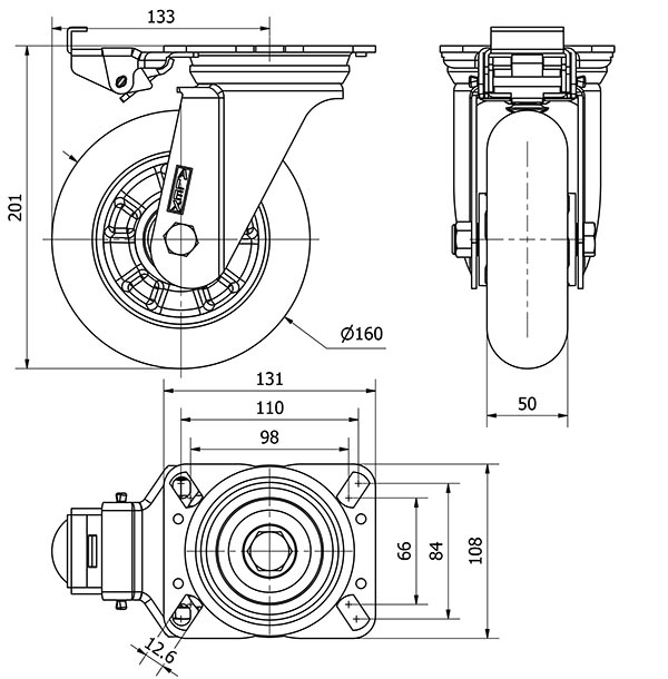 R.GIR.PLACA MEC.DIR.10ZVMD160-AUAB ALUMINIO-POLIUR.NAR.BOLAS BALONA