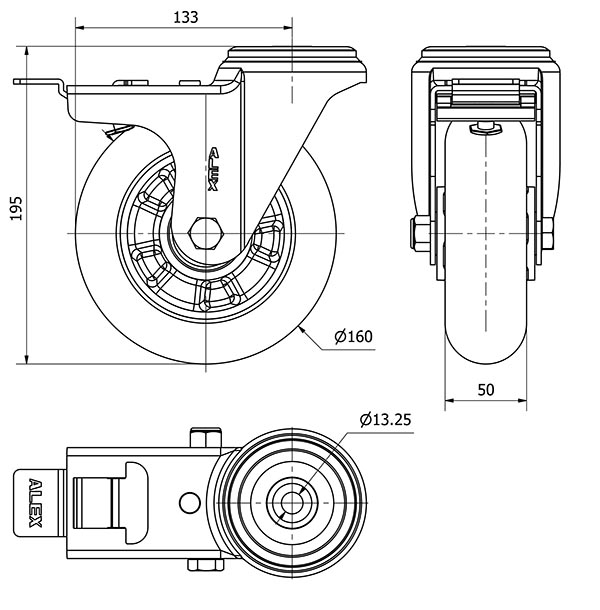 R.GIR.AGUJ.M12 FR.20ZVFD160-AUAB ALUMINIO-POLIUR.NARANJ.BOLAS BALONA