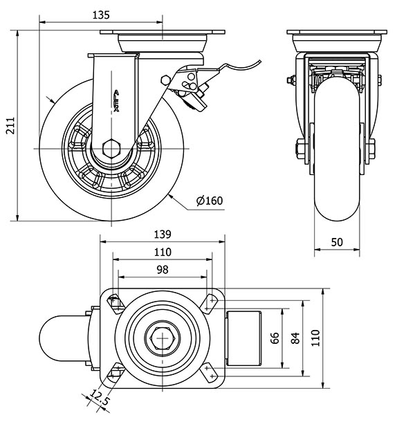R.GIR.PLACA FRENO 10TVFD160-AUAB ALUMINIO-POLIUR.NARANJ.BOLAS BALONA