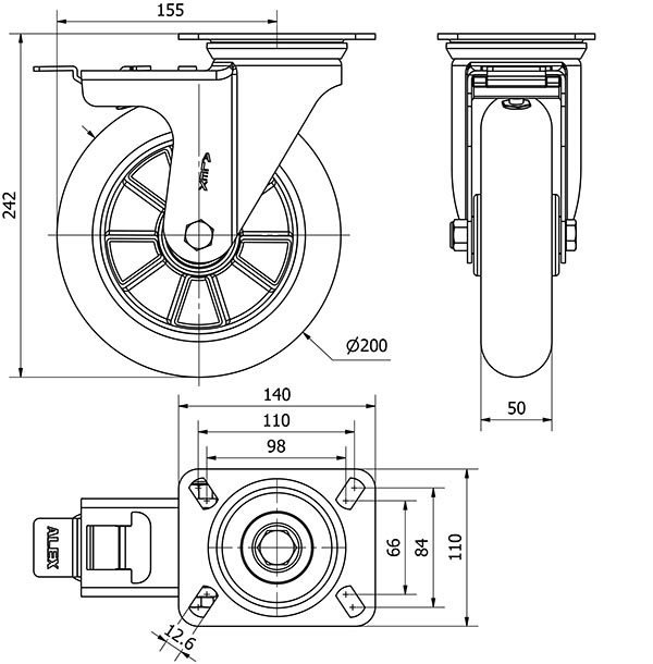R.GIR.PLACA FR.10ZVFD200-AUAB ALUMINIO-POLIUR.NARANJA BOLAS BALONA