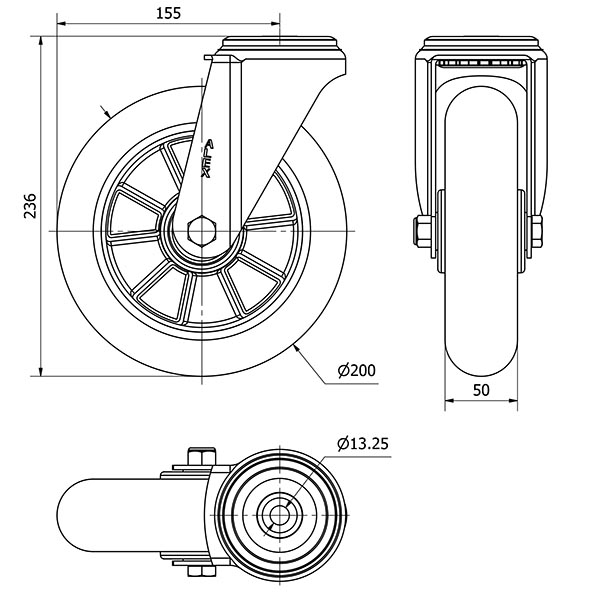 R.GIR.AGUJERO M12 20ZV200-AUAB ALUMINIO-POLIUR.NARANJA BOLAS BALONA