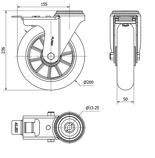 R.GIR.AGUJ.M12 FR.20ZVFD200-AUAB ALUMINIO-POLIUR.NARANJ.BOLAS BALONA