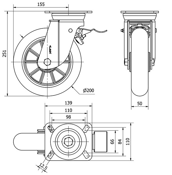 R.GIR.PLACA FRENO 10TVFD200-AUAB ALUMINIO-POLIUR.NARANJ.BOLAS BALONA