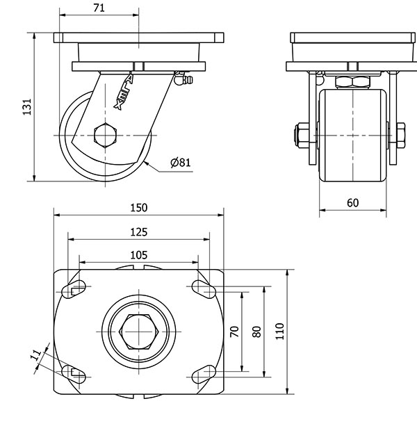 R.GIR.PLACA 10SLR80-KNB NYLON BLANCO EXTRAFUERTE EJE BOLAS