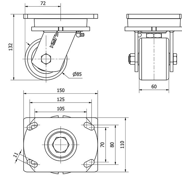 R.GIR.PLACA 10SLR80-VNB HIERRO-POLIUR.VULCANIZADO NARANJA BOLAS