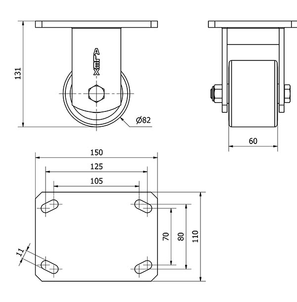 R.FIJA 17SLR80-KIB NYLON-POLIUR.MARRON EJE BOLAS