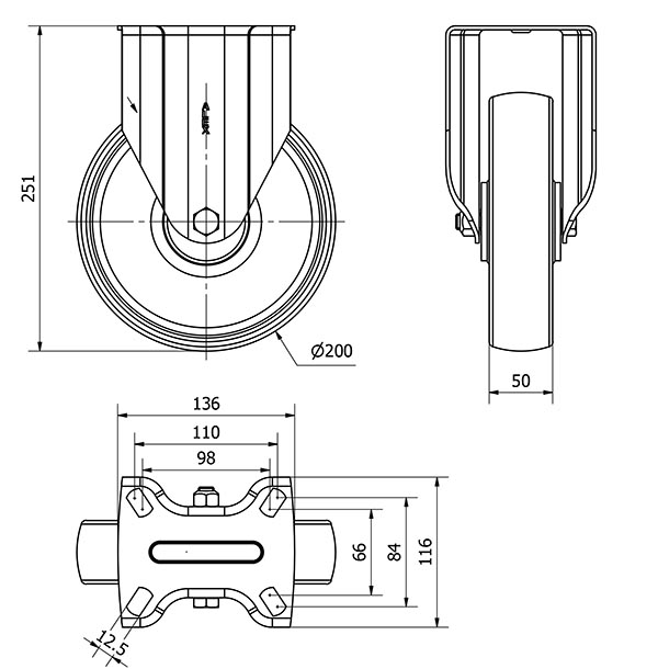 R.FIJA 17TV200-TD RESINA MARRON EJE LISO