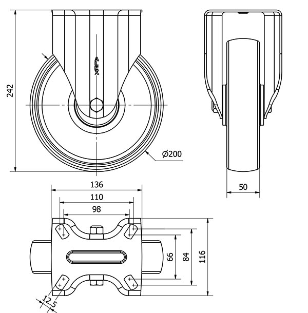 R.FIJA 17ZV200-TD RESINA MARRON EJE LISO