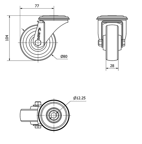 R.GIR.AGUJERO M12 20ZVL80-TD RESINA MARRON EJE LISO