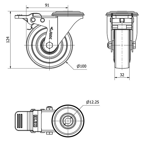 R.GIR.AGUJERO M12 FRENO 20ZVLFD100CP-PGASB POLIAMIX-GOMA GRIS BOLAS