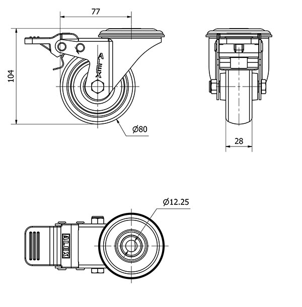 R.GIR.AGUJER.M12 FRENO 20ZVLFD80-PGZN POLIAMIX-GOMA GRIS INYECT.LISO